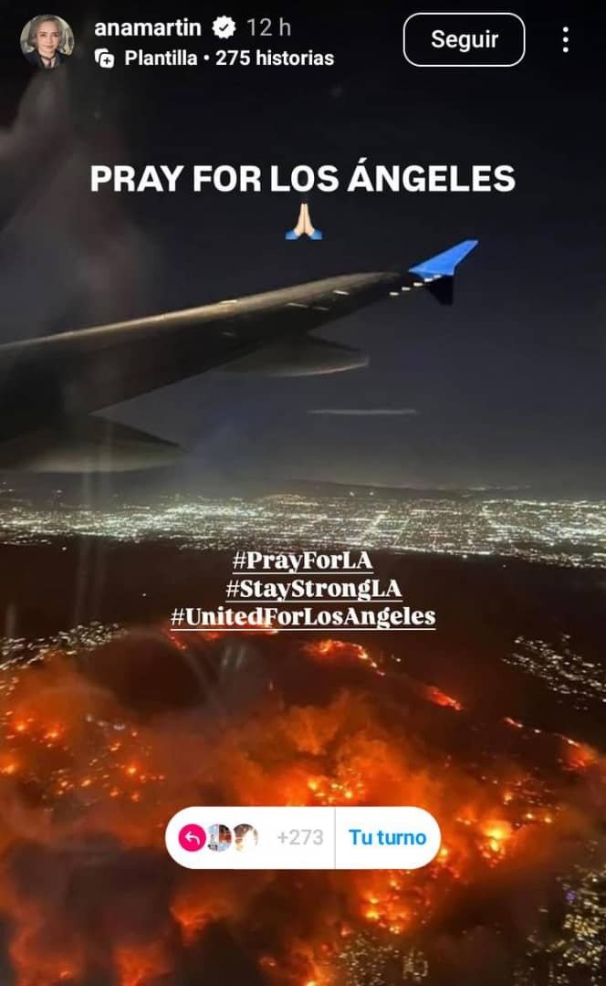 Ana Martin reacciona ante la tragedia ambiental que enfrenta Los Ángeles Ana Martin reacciona ante la tragedia ambiental que enfrenta Los Ángeles