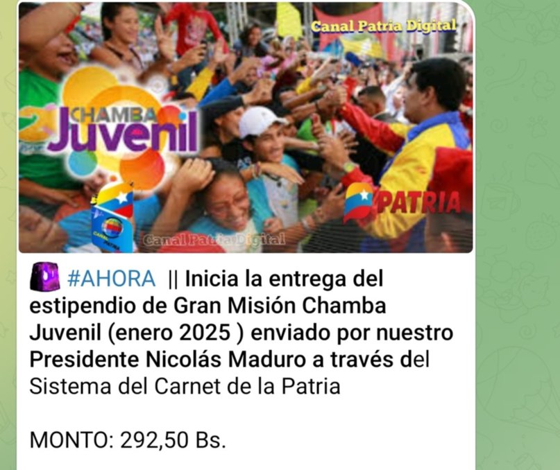 Carnet de la Patria: Comienza el pago de dos nuevos bonos este 18 de enero