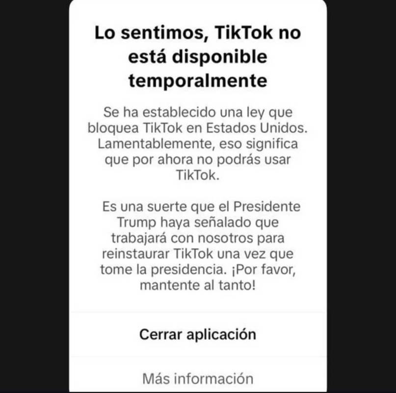 Tik Tok deja de funcionar en Estados Unidos: se cumple la suspensión del servicio