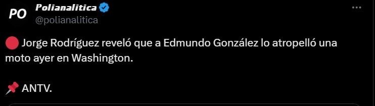 Jorge Rodríguez: Edmundo González no puede venir porque tuvo un accidente automovilístico Jorge Rodríguez: Edmundo González no puede venir porque tuvo un accidente automovilístico