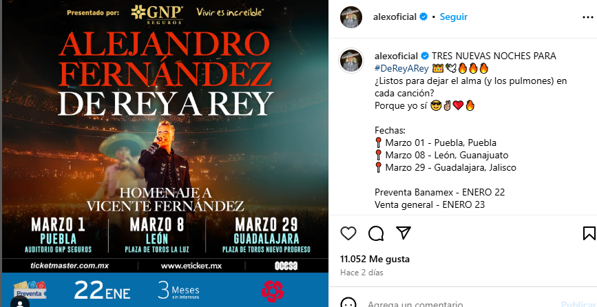 Homenaje a Vicente Fernández: Alejandro Fernández anuncia gira por México Homenaje a Vicente Fernández: Alejandro Fernández anuncia gira por México