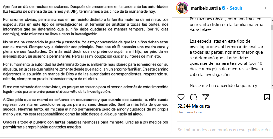 Maribel Guardia tiene a su nieto: Fiscalía investiga situación de Imelda Garza Maribel Guardia tiene a su nieto: Fiscalía investiga situación de Imelda Garza