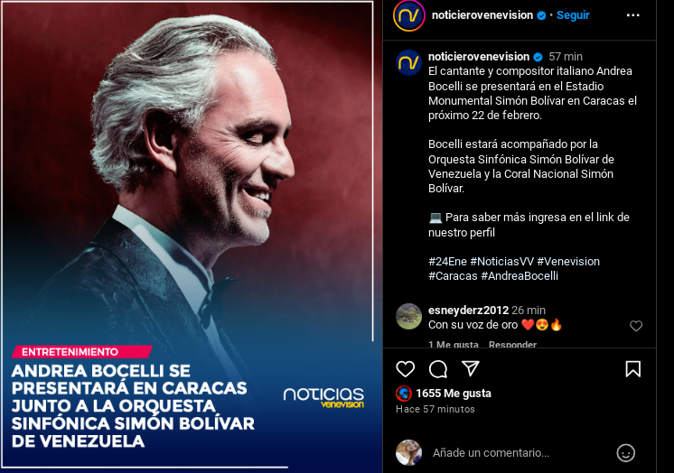 Andrea Bocelli viene a Venezuela: estará acompañado de la Sinfónica Simón Bolívar Andrea Bocelli viene a Venezuela: estará acompañado de la Sinfónica Simón Bolívar