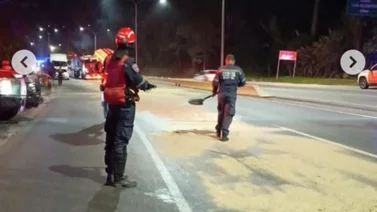 Accidente en la autopista Regional del Centro deja tres lesionados: atienden derrame de gasoil de 800 metros