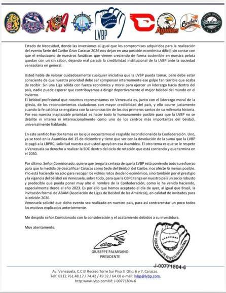 LVBP responde a la exclusión de Venezuela como anfitriona de la Serie del Caribe