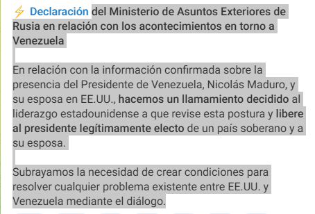 Rusia pide a EEUU liberar a Nicolás Maduro y Cilia Flores Rusia pide a EEUU liberar a Nicolás Maduro y Cilia Flores