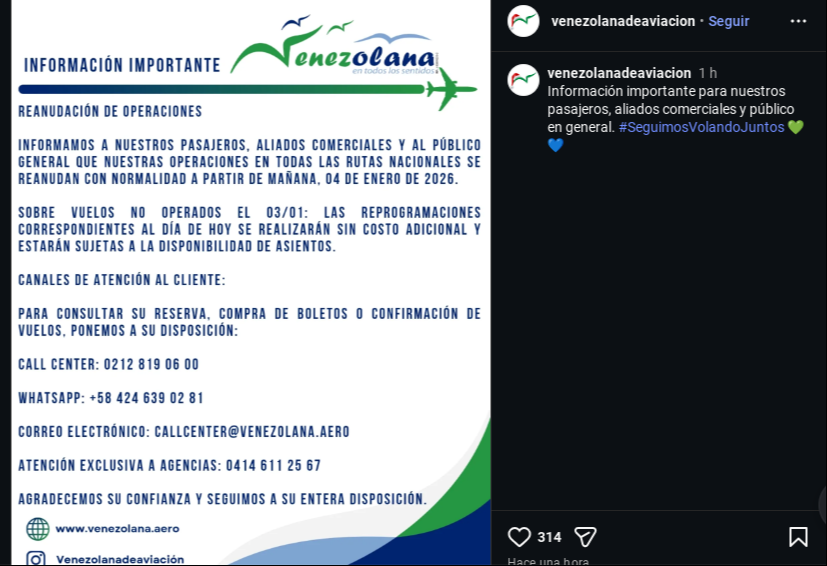 Aerolíneas confirman la reactivación de vuelos nacionales en Venezuela