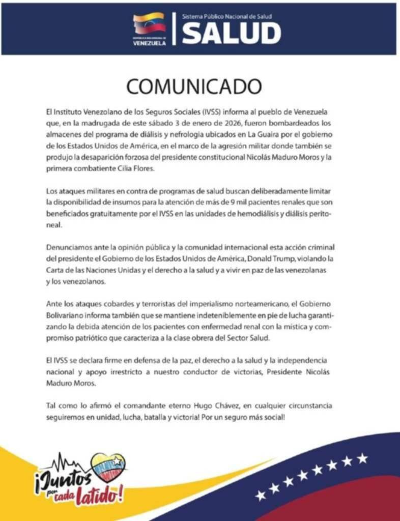 IVSS: Ataques de EEUU afectaron los almacenes de dos programas de salud en La Guaira