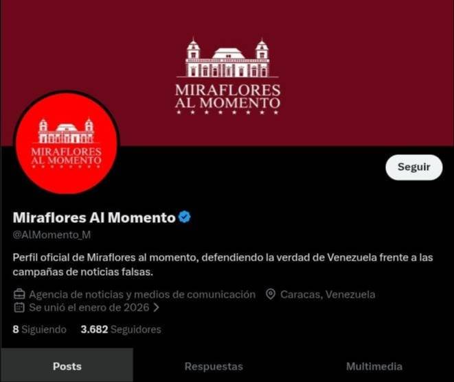 Nueva cuenta oficial de Miraflores en la plataforma X