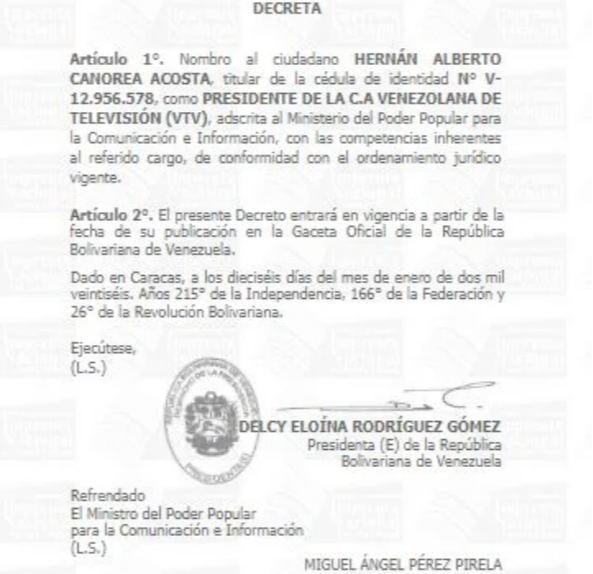 Designan nuevo presidente del canal VTV: Freddy Ñáñez ocupaba el puesto
