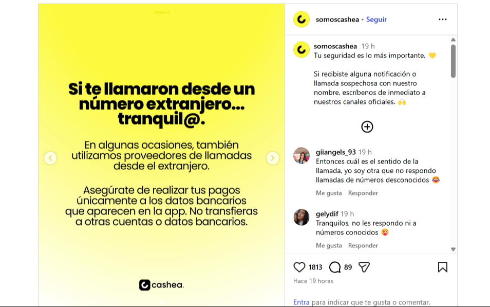 ¿Llamadas de Cashea desde el extranjero? La empresa se pronuncia al respecto