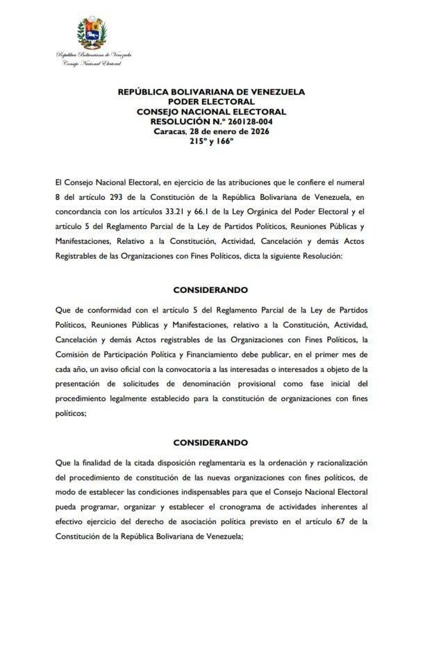 CNE pospone temporalmente el registro de nuevas organizaciones políticas: Comunicado