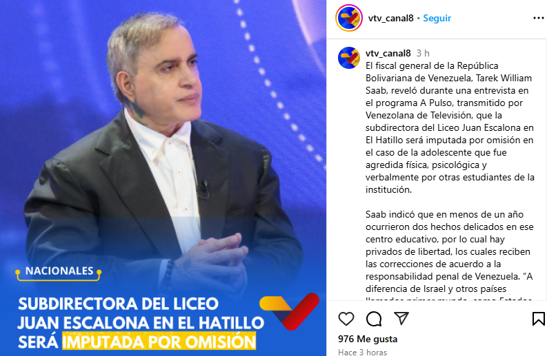 Caso Liceo Juan Escalona en El Hatillo: Imputan por omisión a la subdirectora