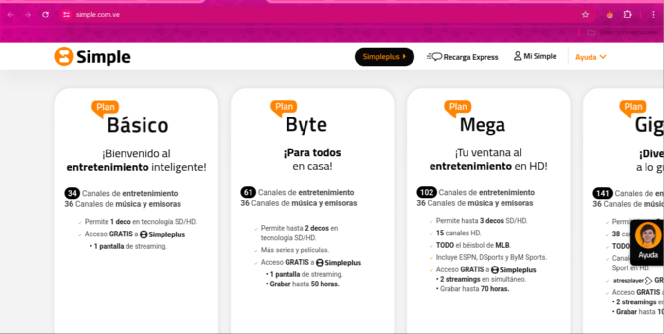 SimpleTV actualiza sus tarifas para el mes de febrero: la más alta es de 2.000 bolívares