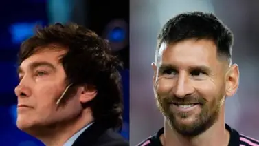 Milei recibe camiseta del Inter de Miami firmada por Messi Milei recibe camiseta del Inter de Miami firmada por Messi