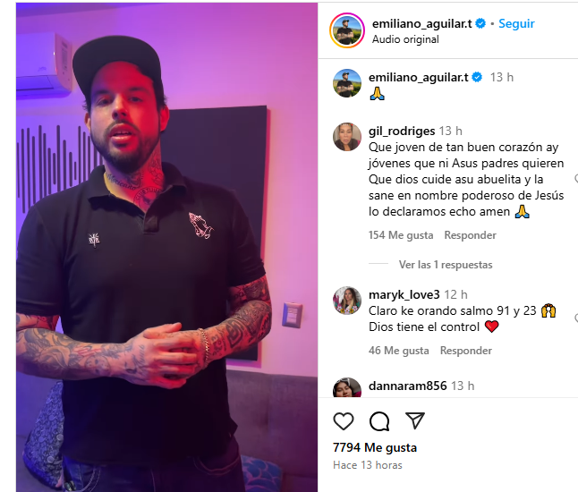 Emiliano Aguilar pide ayuda a sus seguidores: Su abuela materna se encuentra muy grave