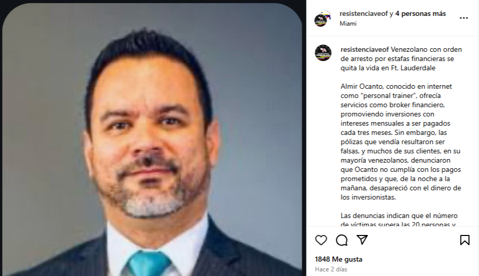Venezolano con orden de arresto se quita la vida en Estados Unidos: Estafó a más de 20 personas Venezolano con orden de arresto se quita la vida en Estados Unidos: Estafó a más de 20 personas