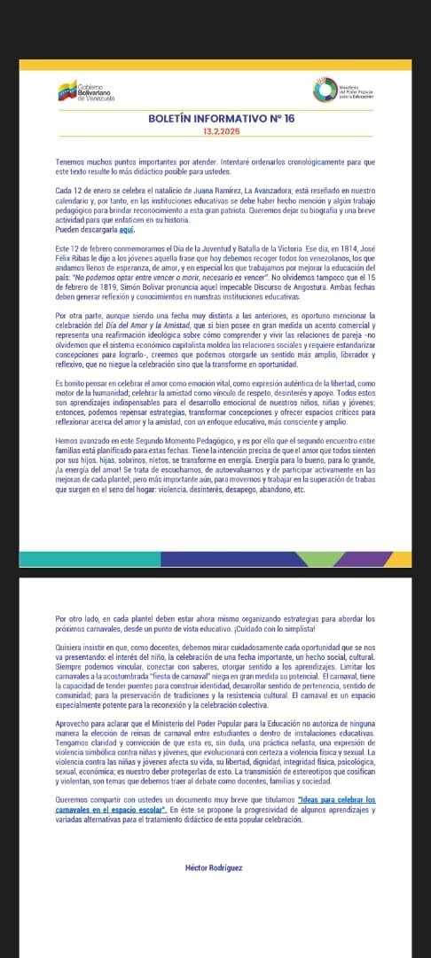 Ministro de Educación prohíbe elección de Reina Carnaval en las Escuela: Es un acto nefasto