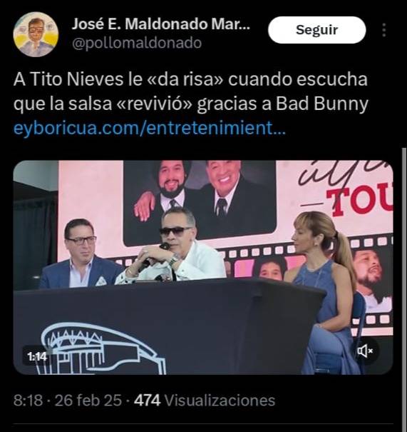 Tito Nieves habla del álbum de Bad Bunny: La salsa no revivió gracias a él
