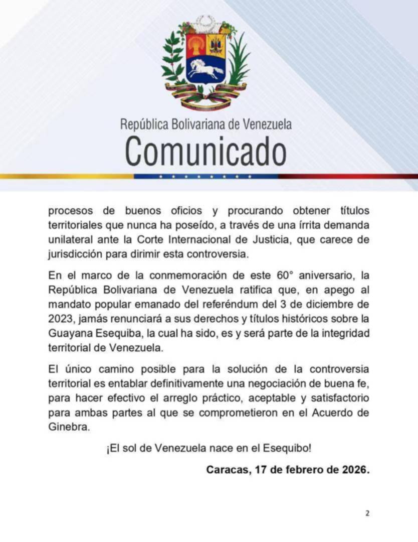 Canciller afirma: solo el Acuerdo de Ginebra puede dirimir la controversia del Esequibo