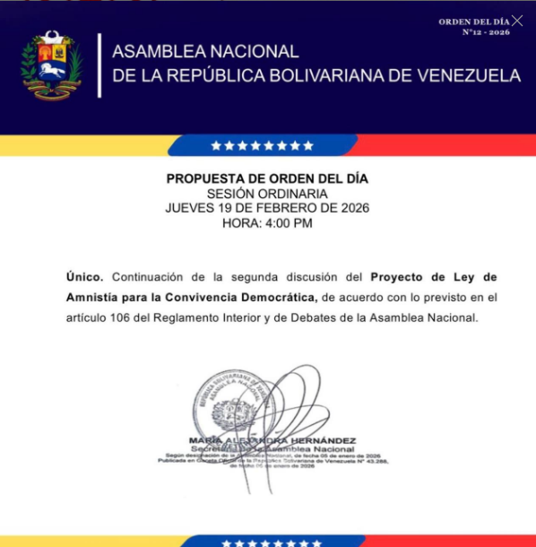Asamblea Nacional agenda nueva fecha para la segunda discusión de la Ley de Amnistía