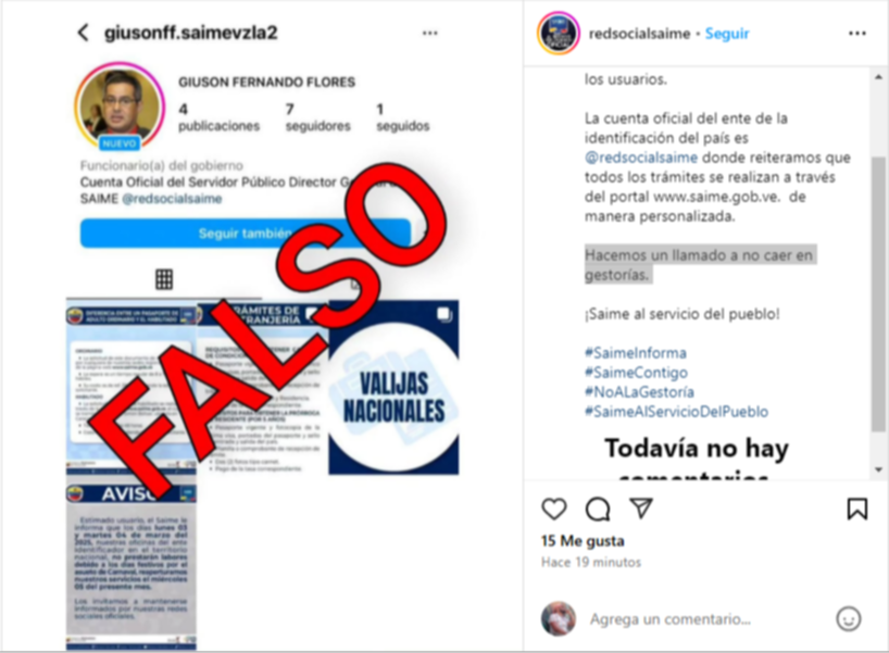 Alertan sobre cuenta falsa del director del Saime en redes sociales