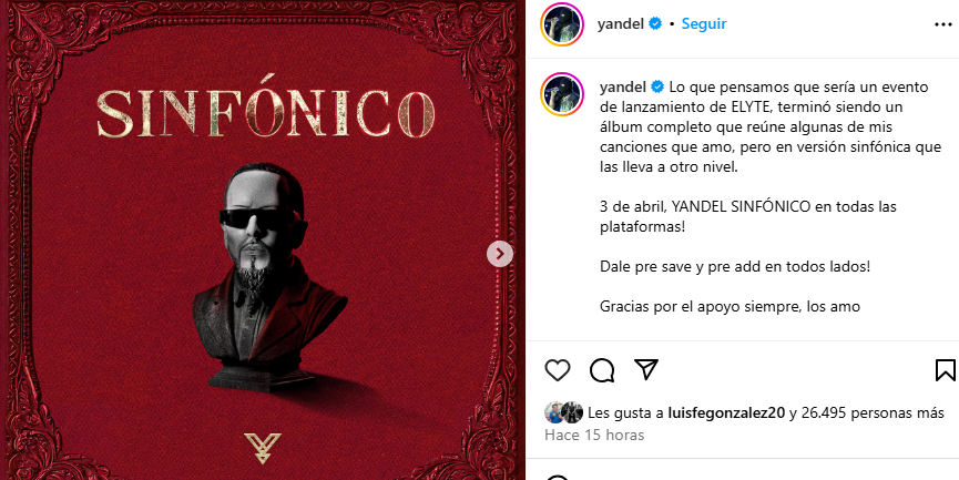 Yandel anuncia nuevo disco con temas en versión sinfónica: Sepa la fecha de estreno