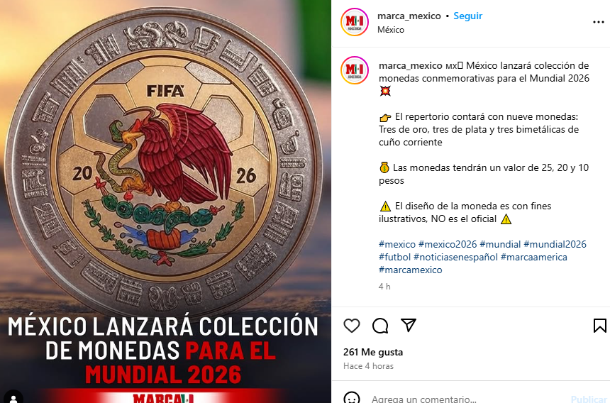 Mundial de Fútbol 2026: México lanzará colección de monedas conmemorativas