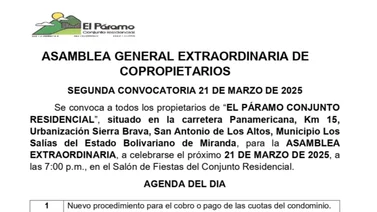 2DA CONVOCATORIA ASAMBLEA EL PÁRAMO CONJUNTO RESIDENCIAL 13 MAR 2025