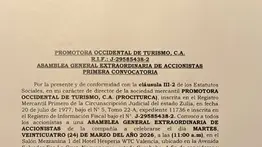 CONVOCATORIA I PROMOTORA OCCIDENTAL DE TURISMO, C.A. 2 MAR 26