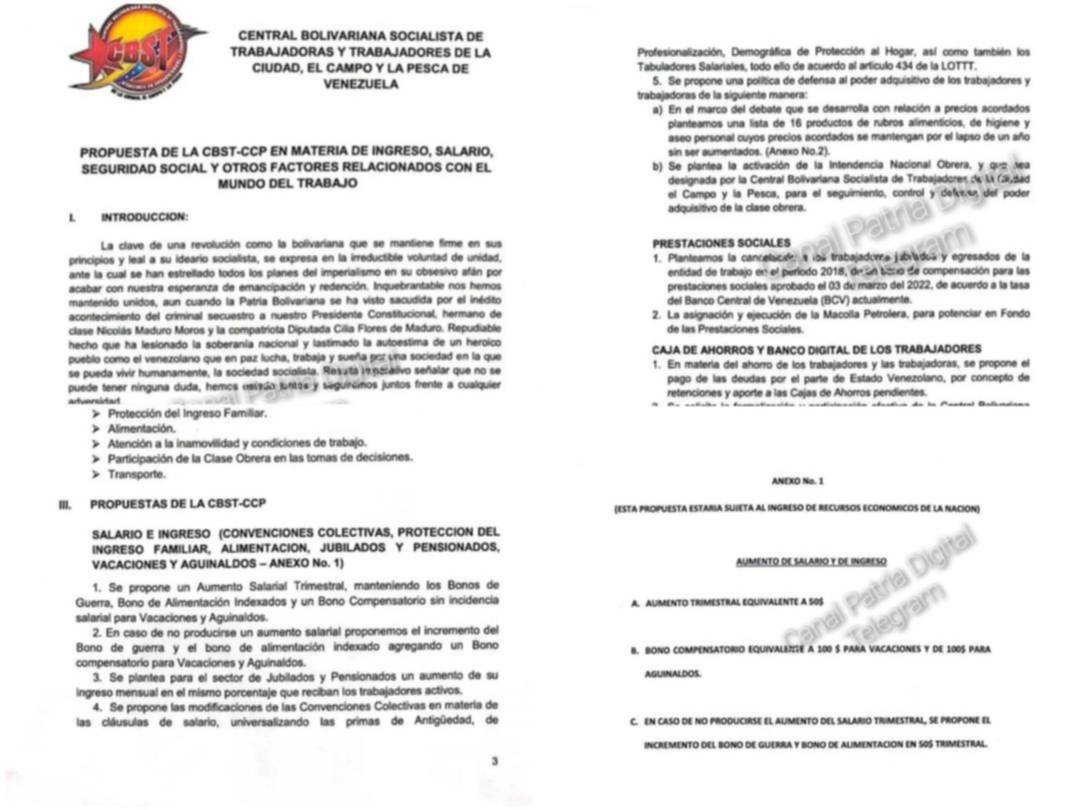 Aumentos de salarios en Venezuela: la ambiciosa propuesta de la CBST para el Gobierno