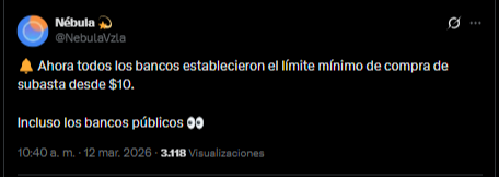 Bancos cambian el monto mínimo para las subastas de divisas electrónicas: 12 de marzo