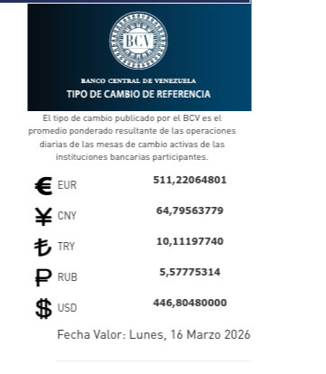 Dólar y euro BCV para el 16 de marzo: así se cotizarán las monedas oficiales Dólar y euro BCV para el 16 de marzo: así se cotizarán las monedas oficiales