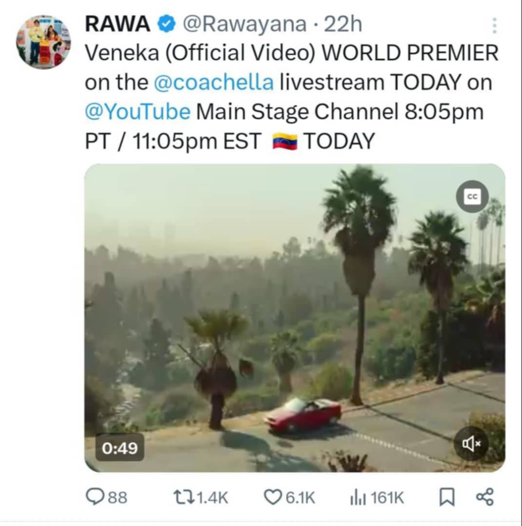 Coachella 2025: Rawayana estrenó video de "Veneka" con Akapellah