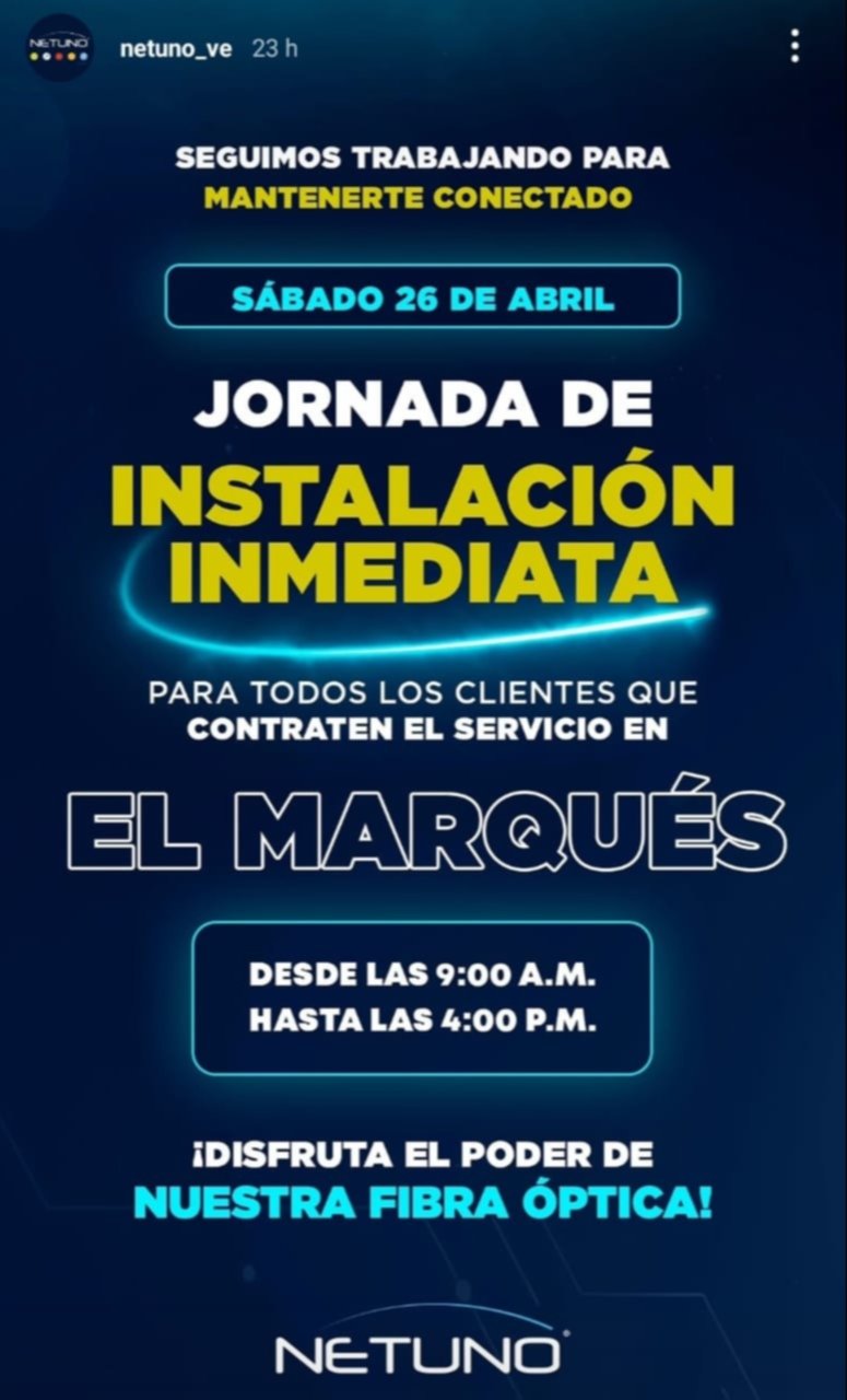 Empresa de internet por fibra óptica realizará jornada de instalación inmediata en Caracas