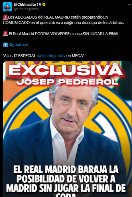 Polémica en la final de la Copa del Rey: Real Madrid amenaza con no jugarla