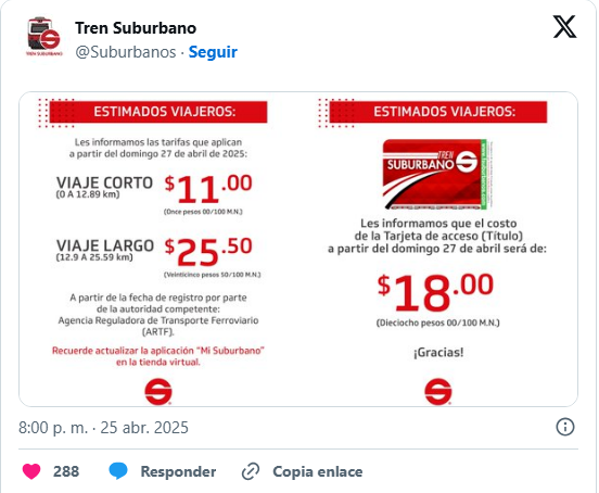 Tren Suburbano: Conozca las nuevas tarifas de este transporte en México Tren Suburbano: Conozca las nuevas tarifas de este transporte en México