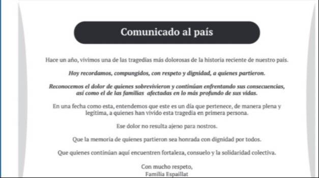 Las palabras de la familia Espaillat que marcan el aniversario del colapso en Jet Set Las palabras de la familia Espaillat que marcan el aniversario del colapso en Jet Set