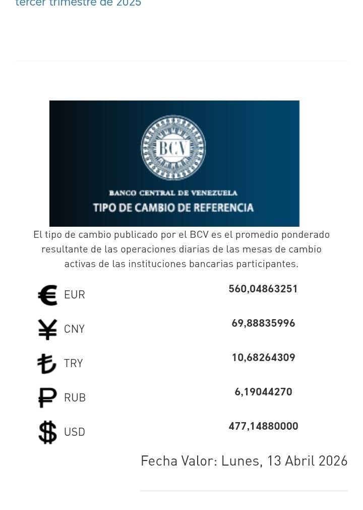 Dólar y euro BCV para el 13 de abril: así se cotizarán las monedas oficiales Dólar y euro BCV para el 13 de abril: así se cotizarán las monedas oficiales
