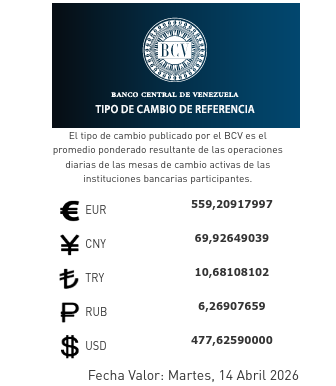 Dólar y euro BCV para el 14 de abril: así se cotizarán las monedas oficiales Dólar y euro BCV para el 14 de abril: así se cotizarán las monedas oficiales