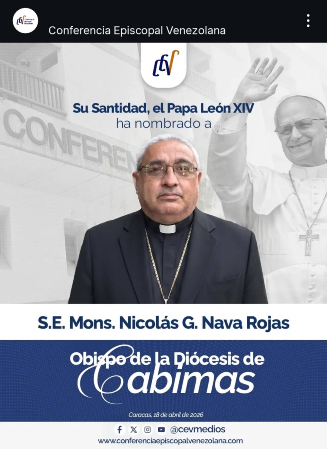 Papa León XIV designa nuevo obispo para Venezuela este 18 de abril: detalles de su trayectoria