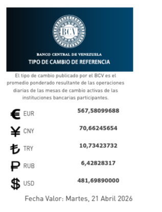 Dólar y euro BCV para hoy 21 de abril: así se cotizan las monedas oficiales Dólar y euro BCV para hoy 21 de abril: así se cotizan las monedas oficiales