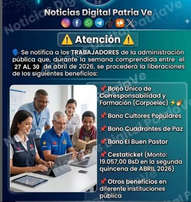 Bono para trabajadores de Corpoelec: detalles del pago en el Sistema Patria