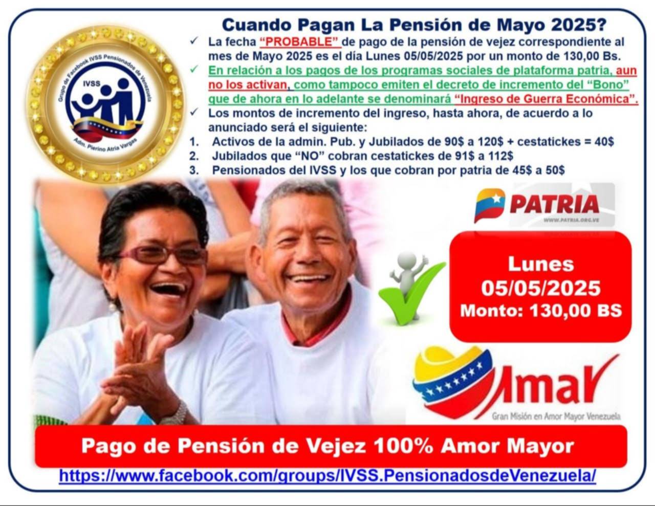 Pensionados en el Sistema Patria: fecha probable de pago Amor Mayor mayo Pensionados en el Sistema Patria: fecha probable de pago Amor Mayor mayo