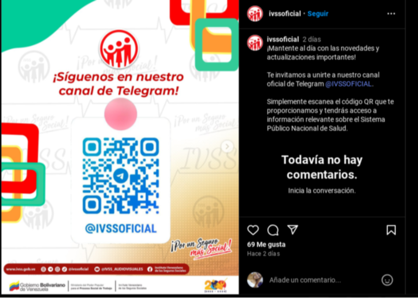 Redes sociales del IVSS para obtener información oficial sobre pagos y programas de salud: incluye código QR Redes sociales del IVSS para obtener información oficial sobre pagos y programas de salud: incluye código QR