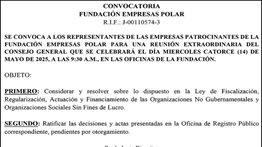 CONVOCATORIA  FUNDACIÓN EMPRESAS POLAR 08 MAY 2025