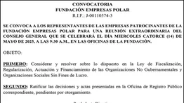 CONVOCATORIA  FUNDACIÓN EMPRESAS POLAR 08 MAY 2025