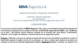 BBVA SEGUROS, C.A. CONVOCATORIA 15 MAY 2025