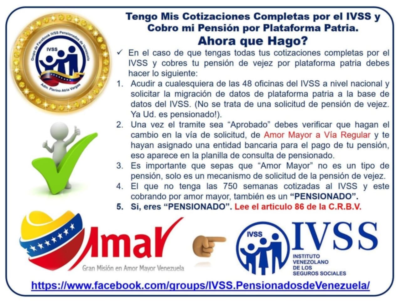 Cotizaciones completas del IVSS: así puede cambiar la pensión de Amor Mayor por la regular