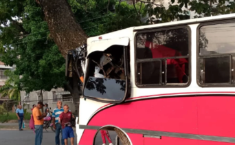 Autobús sin frenos impacta contra un árbol en Aragua: hay siete heridos